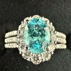 天然 パライバトルマリン ダイヤモンド リング 0.918ct D0.65ct
