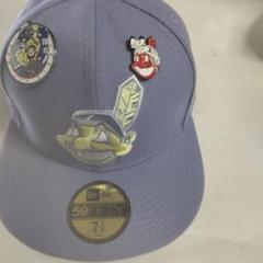 59FIFTY 薄紫 キャップ 7 1/2ツバ裏黄色、両方パッチピンズ２点 59FIFTY 薄紫 キャップ 7 1/2ツバ裏黄色、両方パッチピンズ2点