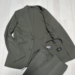 美品　希少カラー　アオキ　AOKI パジャマスーツ　カーキ　サイズS ストレッチのサムネイル