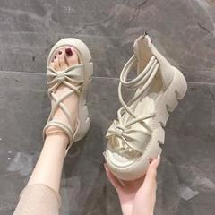 新品 レディース 厚底サンダル リボン 【452】