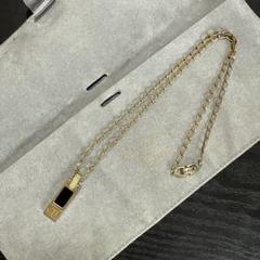 Christian Dior CDロゴプレートネックレス ゴールド/ブラック