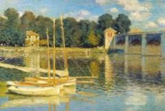 モネ/アルジャントゥイユの橋、額装用・世界名画、新品額付 名画額縁/フレームセット 【F6号】 モネ 「アルジャントーユの