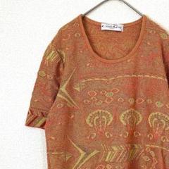 Carole Grey ニット セーター クルーネック XL 大きめ 柄トップス