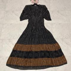 極美品　マメクロゴウチ　ラメストライプシャーリングドレス　1 mame - 極美品 マメクロゴウチ ラメストライプシャーリング