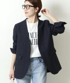 spic & span ノーカラージャケット　プルオーバー　黒 spic & span ノーカラージャケットプルオーバー黒