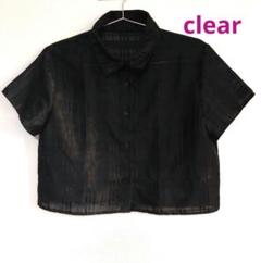 タイムセール clear　ショート丈半袖シアーチェックシャツ