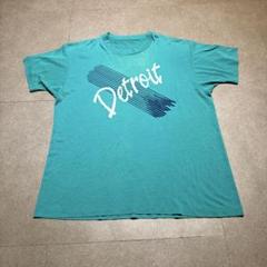 Detroit デトロイト　半袖　tシャツ ターコイズグリーン　USA　70’s