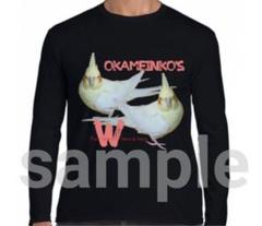 【新品・新作】オカメインコ・ルチノ一2羽長袖Tシャツ・黒色・Mサイズ♪男女兼用♪