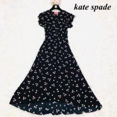 【極美品】kate spade 半袖ワンピース　花柄　Aライン ケイトスペード Kate Spade 半袖 ワンピース 花柄