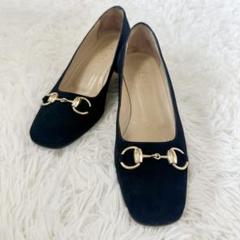 GUCCI グッチ　ホースビット　パンプス　ブラック　スエード　G金具 GUCCI グッチ ホースビット パンプス ブラック スエード G金具