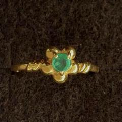 K18GPゴールドメッキフランス産エメラルド風リングG18K 金メッキ指輪