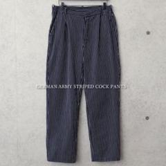 ユーロヴィンテージ　ドイツ軍　黒×白　ストライプシェフパンツ　サイズ44 MILITARY 実物 USED ドイツ軍 ピンストライプ コックパンツ