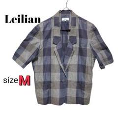 Leilian / レリアン　半袖　チェック柄　テーラードジャケット　古着男子