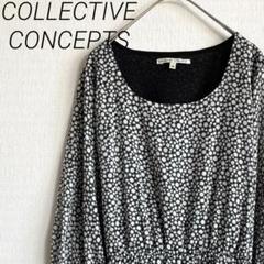 COLLECTIVE CONCEPTS ひざ丈ワンピース フレア ウエスト紐付き
