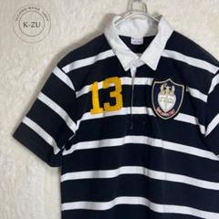 チャンピオン　Champion ラガーシャツ 両胸ワッペン　黒白