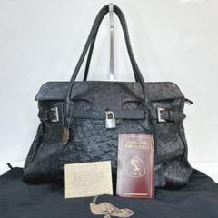 【 JRAタグ付き 】SANPO オーストリッチ 本革 ハンドバッグ グレー SANPO - JRA公式 オーストリッチ革ハンドバッグ 未使用近美品