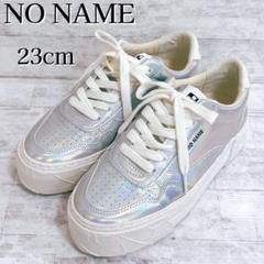 厚底ラメシルバーグレー×バイオレットスニーカー【BELLEZZA】23㎝〈美品〉 厚底ラメシルバーグレー×バイオレットスニーカー【BELLEZZA】23