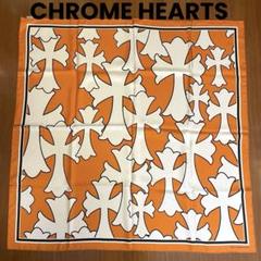 【美品】クロムハーツ セメタリークロス シルク スカーフ オレンジのサムネイル