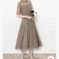 Leja ハイネック　花柄レース　ウエストマーク　ロングドレスワンピース レジャ Leja ハイネック花柄レースウエストマーク透けロング