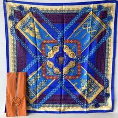 HERMES エルメス スカーフ 大判 ブルー 88cm×88cm 正方形 HERMES エルメス スカーフ 大判 ブルー 88cm×88cm 正方形 - メルカリ