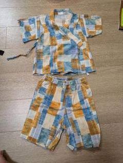 男の子 甚平 青・オレンジ 110cm