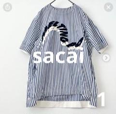 sacai - 4746【美品】サカイ 半袖ストライプブラウス 編上げ