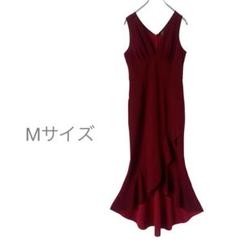 美シルエット✨ボルドー フレアドレス M ノースリーブ ワンピースキャバドレス