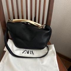 ZARA 新品未使用 メタリックハンドルバッグ 黒 - メルカリ