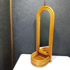 ラタン 籐 鏡 ミラー ビンテージ レトロ アンティーク KOIZUMI 当時物