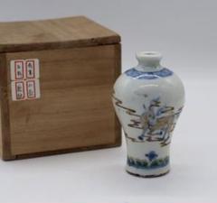 時代茶入染付福康寧寿字紋木箱入（u5b89u3044u6642u4ee3