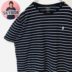 POLO RALPH LAUREN ボーダー柄 ポニー刺繍 Tシャツ 黒 XL