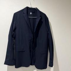 【美品】デサント テーラードジャケット ネイビー L ストレッチ トラベル S.ESSENTIALS ／ エス エッセンシャルズ 撥水 ストレッチ