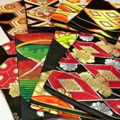 4393］袋帯 まとめ 8本セット 亀甲文様 菱 金彩 六通 リメイク