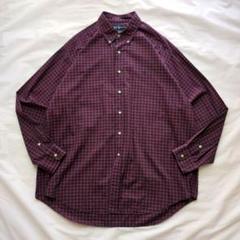素敵でユニークな 90sラルフローレン長袖BDシャツチェックワンポイント刺繍BRAKE赤 トップス