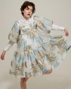 Poppy GOLD JACQUARD PUFF MINI DRESSのサムネイル