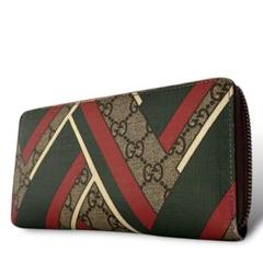 良品 GUCCI 長財布 シェリーライン GGスプリーム ラウンドジップ レザー グッチ 長財布 ラウンドジップ シェリーライン GG柄 革