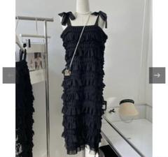 【MAYC】Chiffon Ribbon Sling Dress キャミワンピ