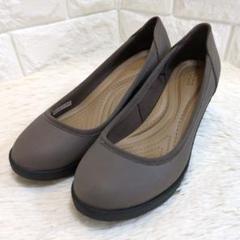 美品 CROCS クロックス ウェッジソール 21.5cm グレー 軽量パンプス