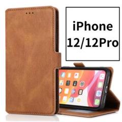iPhoneケース 12 12Pro 手帳型 ブラウン 茶色 韓国 スマホ