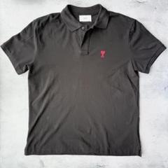 Amiparis　アミパリス　ポロシャツ　ブラック　レッドロゴ　XL AMI PARIS アミパリス ポロシャツ 半袖 コットン (AMI PARIS
