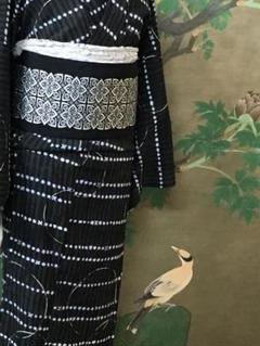 モダン 絞り調セオアルファ 同様素材 浴衣 単衣着物帯付き