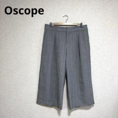 Oscope タックワイドパンツ 後ろウエストゴム アンルク丈 チェック柄 3L
