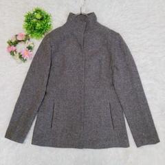 【ELLE】 ジャケット スタンドカラー グレー 美品 （L） エレガント