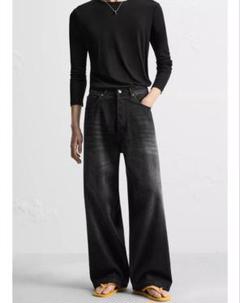 ZARA ブラック ダークグレー ブーツカット フレアデニム ZW COLLECTION ブーツカット ミッドライズ CONTOUR ジーンズ