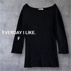 EVERDAY I LIKE. ｜ブラックリブニット 七分袖 a0676 EVERDAY I LIKE. ｜ブラックリブニット 七分袖 a0676 - メルカリ