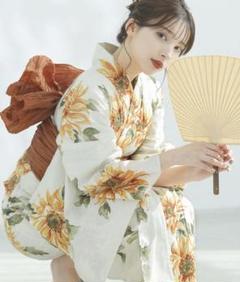 早い物勝ち！大人気即完売Dita浴衣セット夏色の向日葵しらべひまわりイエロー大人 2025 浴衣5点セット(ゆかた・帯・下駄・着付けマニュアル