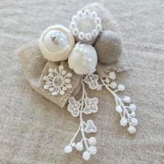 ミナペルホネン　パール　ブローチ ⑤65ミナペルホネン ブローチアクセサリー ハンドメイド 鳥
