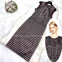 本物 極美品 ボッテガヴェネタ レザー使い ビジュー装飾 ワンピース ドレス 本物 極美品 ボッテガヴェネタ レザー使い ビジュー装飾