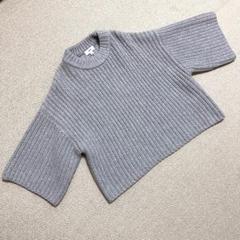 【お値下げ】　HYKE ハイク　グレー リブ編み 五分袖ニット HYKE ハイクグレー リブ編み 五分袖ニット
