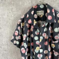 Houstonビンキャップ柄シャツ　半袖開襟　スクエアテイル　Lサイズメンズ 黒のサムネイル